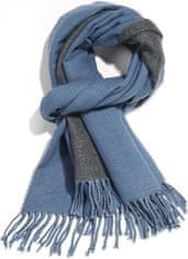 Nikcorp Dvostranski šal Pashmina unisex, mehak zimski šal 196x62 cm, mornarsko modra in temno siva barva, velikost L, eleganten modni dodatek za jesen in zimo, primeren za darilo, 300g, mešanica materialov