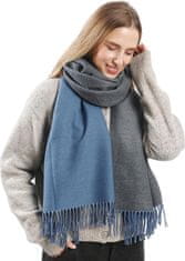 Nikcorp Dvostranski šal Pashmina unisex, mehak zimski šal 196x62 cm, mornarsko modra in temno siva barva, velikost L, eleganten modni dodatek za jesen in zimo, primeren za darilo, 300g, mešanica materialov