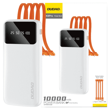 DUDAO DUDAO POWERBANK K6PRO 10000MAH ZA TELEFONE USB C NA LIGHTNING S KABLOM
