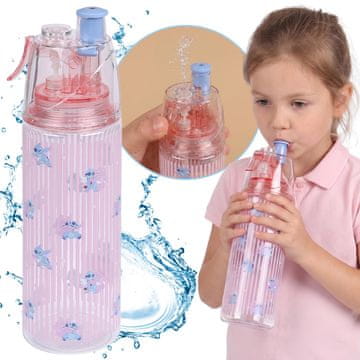 Disney DISNEY Stitch Steklenica za vodo z ustnikom in razpršilnikom, prosojna steklenica za hladne pijače 600 ml