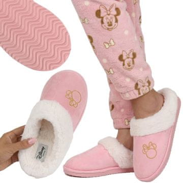 Disney DISNEY Minnie Mouse Protizdrsne ženske copate za doma, tople, mehke, kožuhaste copate za doma