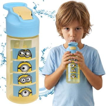 Despicable Me Minions Steklenica za vodo z ustnikom in ročajem, prosojna steklenica s cevko 450 ml