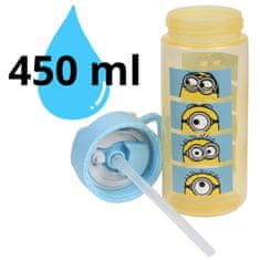 Despicable Me Minions Steklenica za vodo z ustnikom in ročajem, prosojna steklenica s cevko 450 ml