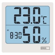 Emos termometer s prikazom vlage, z budilko, °C/°F, beli (E0114N)