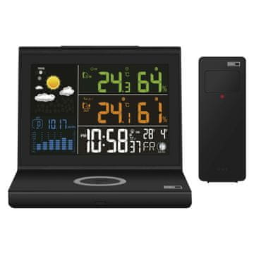 Emos vremenska postaja z brezžičnim polnjenjem, barometer, °C/°F, črna (E8010)