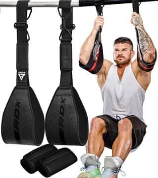Nikcorp Usnjeni pasovi za vadbo trebušnih mišic AB Straps, profesionalni pripomoček za dvigovanje nog, univerzalna velikost, črna barva, z jeklenimi karabini in mehkim oblazinjenjem za fitnes in kalisteniko