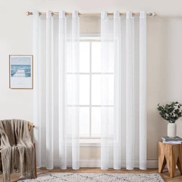 Nikcorp Transparentne zavese z videzom lana 2 kosa 140 x 300 cm, moderne prozorne okenske zavese za dnevno sobo in spalnico, lahkotna tekstura, eleganten skandinavski stil, set 2 kosov za večjo svetlost