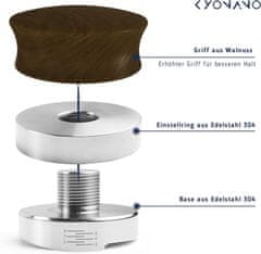 Nikcorp Distributer za kavo Premium Barista 58 mm, izravnalnik kave za espresso, nerjavno jeklo in naraven les, profesionalno orodje za enakomerno porazdelitev kave v filtru, ergonomski ročaj, preprečuje
