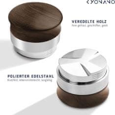 Nikcorp Distributer za kavo Premium Barista 58 mm, izravnalnik kave za espresso, nerjavno jeklo in naraven les, profesionalno orodje za enakomerno porazdelitev kave v filtru, ergonomski ročaj, preprečuje