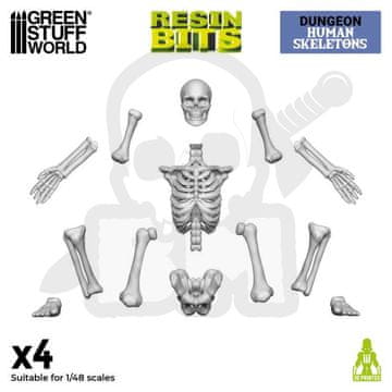 Green Stuff World GSTU524986 3D natisnjena človeška okostja iz ječe v merilu 1:48