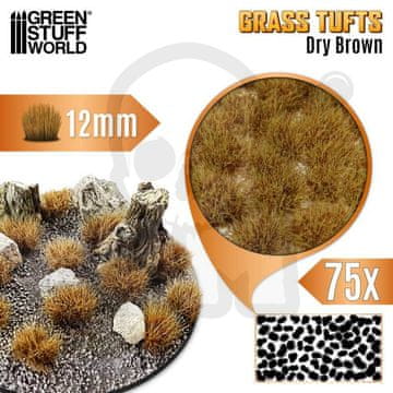 Green Stuff World GSTU524405 Šopi trave XXL 12 mm suhi rjavi
