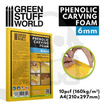 Green Stuff World GSTU506029 Fenolna pena za rezbarjenje 6 mm, velikost A4