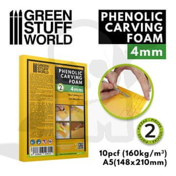 Green Stuff World GSTU506012 Fenolna pena za rezbarjenje 4 mm, velikost A5
