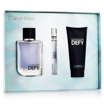 Calvin Klein Defy darilni set toaletna voda 100 ml + gel za prhanje 100 ml + toaletna voda 10 ml za moške