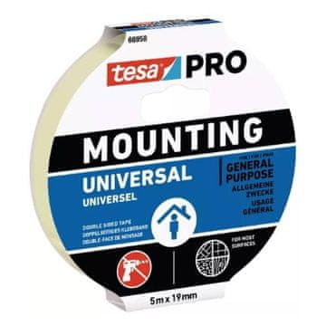 Tesa Obojestranski lepilni montažni trak 66958, univerzalni, 5 m x 19 mm, bel