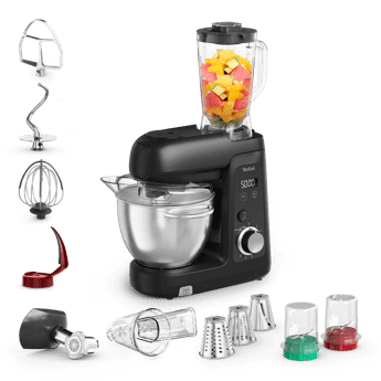 Tefal Bake Partner+ kuhinjski robot, vgrajena tehtnica, 5 nastavkov, črn (QB5458F0)