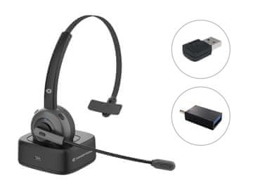 Conceptronic Conceptronic POLONA Brezžične Bluetooth slušalke s polnilnim stojalom in USB adapterjem, črne