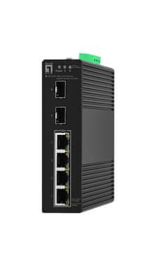 Level One LevelOne IES-0621-2P industrijski Gigabit PoE Smart Lite stikalo, 6-portni, 2x SFP, črn