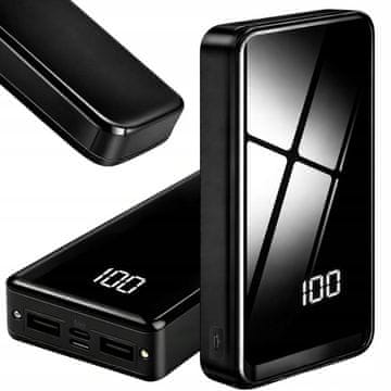 Verkgroup 20000mAh prenosna baterija LED in 4x USB powerbank LCD črna