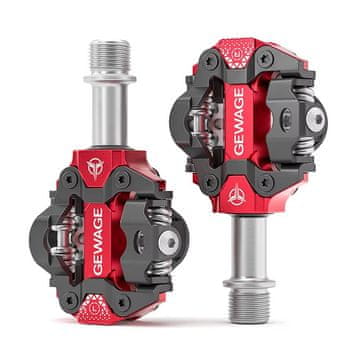 shumee GEWAGE GE-152 dvostranska kolesarska pedala SPD brez sponk z zatiči, rdeča