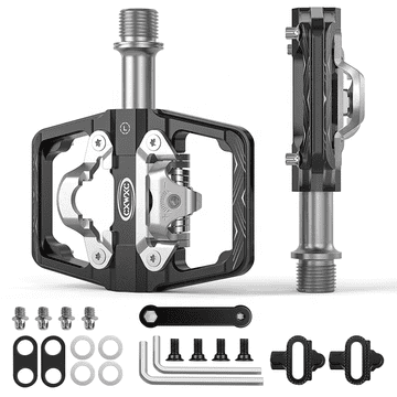 shumee Aluminijasta kolesarska pedala z dvojno namembnostjo, platformna, SPD, črna, CXWXC