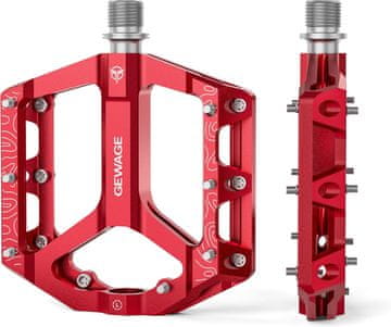 shumee Kolesarska pedala Gewage Red Aluminum Platform 3 s 3 zatesnjenimi ležaji