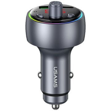 USAMS Avtomobilski polnilnik CC328 30W 1xUSB-A 1xUSB-C Bluetooth FM matiran
