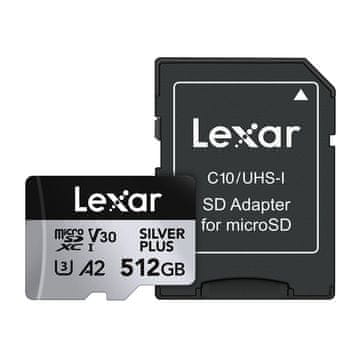 Lexar Pomnilniška kartica Lexar High-Performance Silver Plus microSDXC 512 GB + adapter