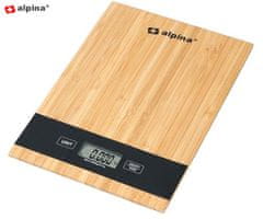 Alpina digitalna kuhinjska tehtnica, 5 kg, LCD zaslon, funkcija TARA, samodejni vklop/izklop, bambus, rjava