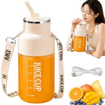 Verkgroup Prenosni USB mešalnik za smoothie 1200 ml s slamico in trakom