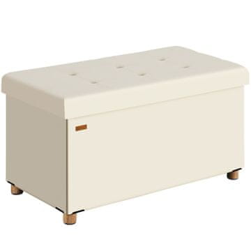 Northix Zložljiva klop bež žamet 76x38x42cm s prostorom za shranjevanje