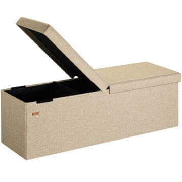 Northix Bež klop 115x38x38cm s pokrovom na tečajih
