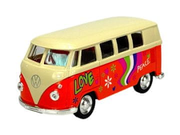 shumee WELLY 1963 VW VOLKSWAGEN T1 AVTOBUS BELA IN ORANŽNA S CVETJEM 1:34 49764