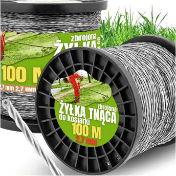 shumee OJAČANA REZALNA NIT ZA GLAVE KOSILNIC ZA TRAVO, MOČNE KOSILNICE, MOČNA 2,7 mm 100 m