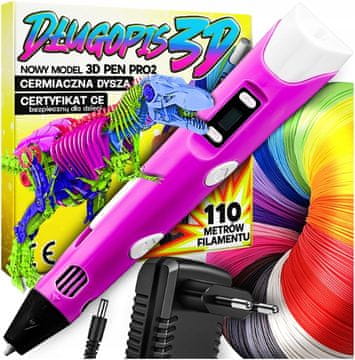 shumee 3D PERO ZA OTROKE 3D PERO PRO TISKALNIK PLA KARTUŠE 110 METROV XXL KOMPLET