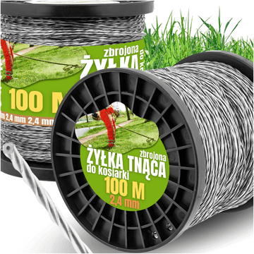 shumee OJAČANA REZALNA NIT ZA GLAVE KOSILNIC ZA TRAVO, MOČNE KOSILNICE, MOČNA 2,4 mm 100 m