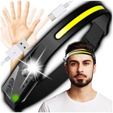 shumee MOČNA LED NAGLAVNA SVETILKA, POLNILNA, VODOTESNA, USB
