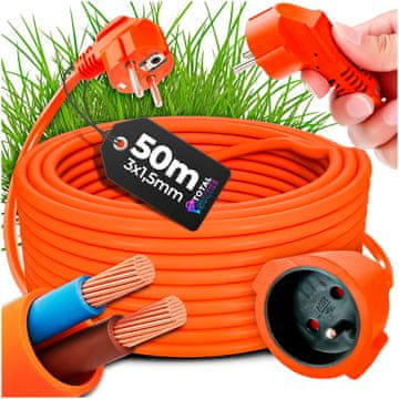 shumee VRTNI PODALJŠEK ZA KOSILNICE, ŽAGE IN TRIMERJE 50M 3x1,5mm