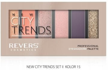 REVERS Paleta senčil za oči Revers City Trends s 15 odtenki, 6 mat in bisernih barv