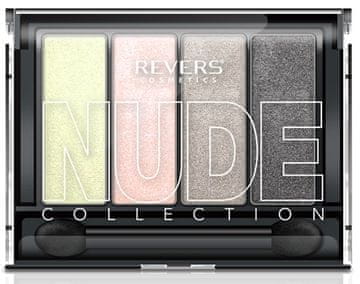 REVERS Paleta senčil za oči Revers Nude Collection za 4 oči v biserni barvi, 14 kosov, nude videz