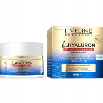 Eveline Cosmetics Eveline Bio Hyaluron krema 3x retinol 40+ za dan in noč 50 ml