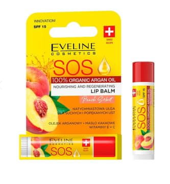 REVERS Eveline SOS balzam za ustnice z breskvijo, regeneracijski SPF