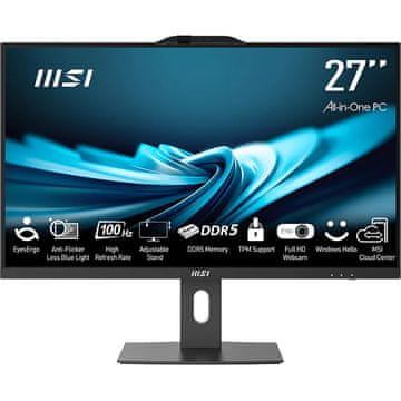 MSI Računalnik All-in-One PRO AP272P 14M-886XEU Core i7 / 16 GB RAM / 1 TB SSD / 27" FHD / Windows 11 Pro (črn)