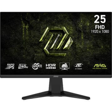 MSI Zaslon MAG 255F X24 / 62,2 cm (24,5") / 1920x1080 (FHD) / Rapid IPS / 240 Hz / 0.5 ms (Min.) (GTG) / 300 nits / 1000:1