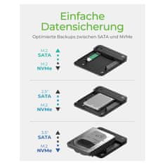 IcyBox Priklopna postaja 6,4 cm & SATA & M.2 NVMe - USB 3.2