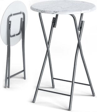 Northix Zložljiva barska miza Ø60 cm videz marmorja