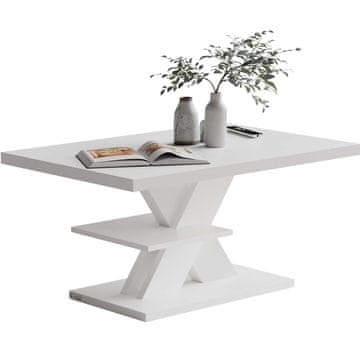 Northix Klubska mizica bela 90 x 60 x 45 cm z dodatno polico