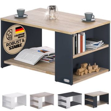 Northix Klubska mizica les siva 90 x 59 x 48 cm z odlagalnimi policami
