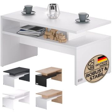 Northix Klubska mizica z odlagalno polico bela 92 x 51 x 48 cm
