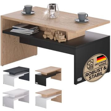 Northix Klubska mizica z odlagalno polico les siva 92 x 51 x 48 cm
